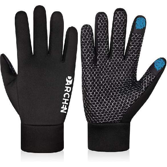 DARCHEN Kids Winter Gloves Black Cycling Gloves Running Water Repellent Touchscreen Warm Fleece Anti-slip for Boys Girls Age 4-12 Years Old Cycling 4-6 Years Old Kids