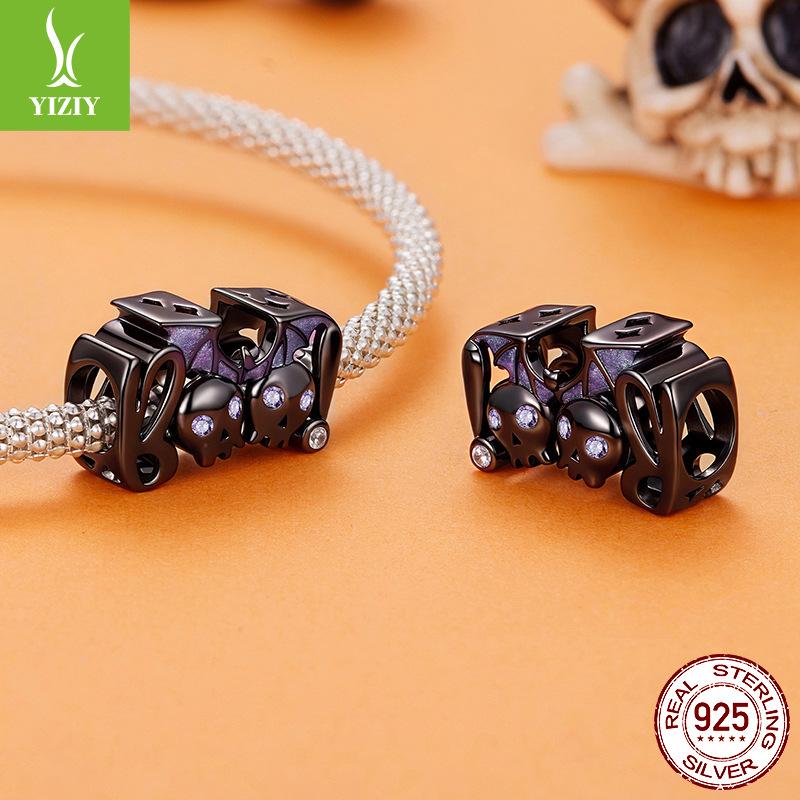 Halloween Dark Sub-Bat Beading Accessories Personality Mysterious S925 Sterling Silver Beads Beading