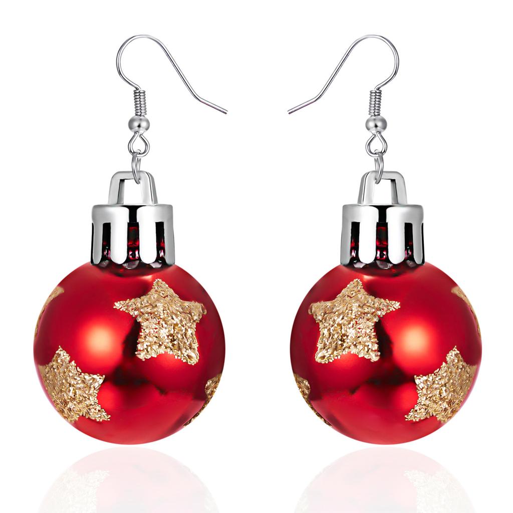 1 Pair of Fashion Christmas New Year Earrings Creative Sequin Snowflake Resin Star Light Ball Christmas Ear Hook Earrings Festive Elegant Earrings