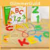 Wooden Alphabet Number Bead Stringing Toy For Early Education And Fine Motor Skills Development