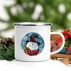 Snowman Printed Mug Enamel Coffee Milk Juice Cup white Handle Wine Beer Mugs Banquet Table Decorations Winter Christmas Eve Gift