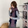 Korean version of retro rhombus knitted scarf for women, thickened in autumn and winter, warm and versatile, cold-proof atmosphere, neck protection rf