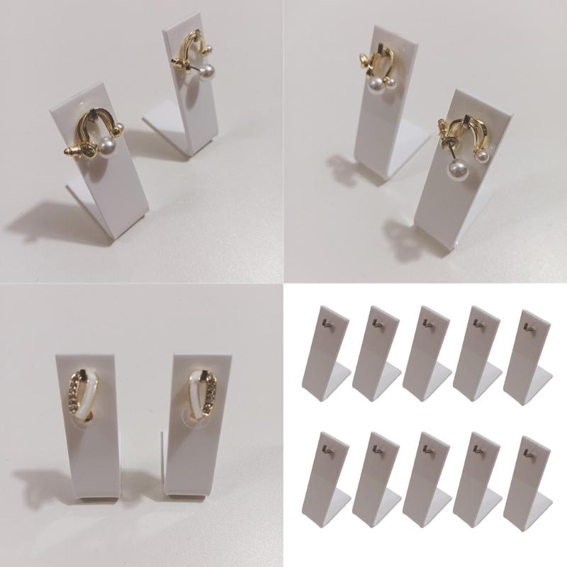 Pack Of 10 Acrylic Earring Display Stands Elegant White Jewelry Organizers Ear Accessories Rack for Home Or Retail Use