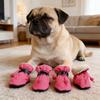 4PCS/Set Fleece Lining Puppy Waterproof Breathable Drawstring Design Cute Pet Shoes Winter Outings Multiple Colors