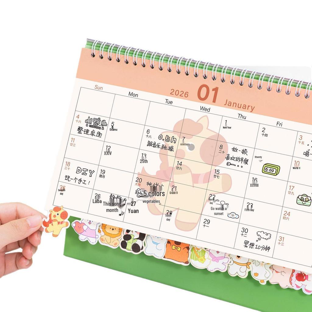 2026 Cute Cartoon Desk Calendar: Creative Office & Student Planning Ornament