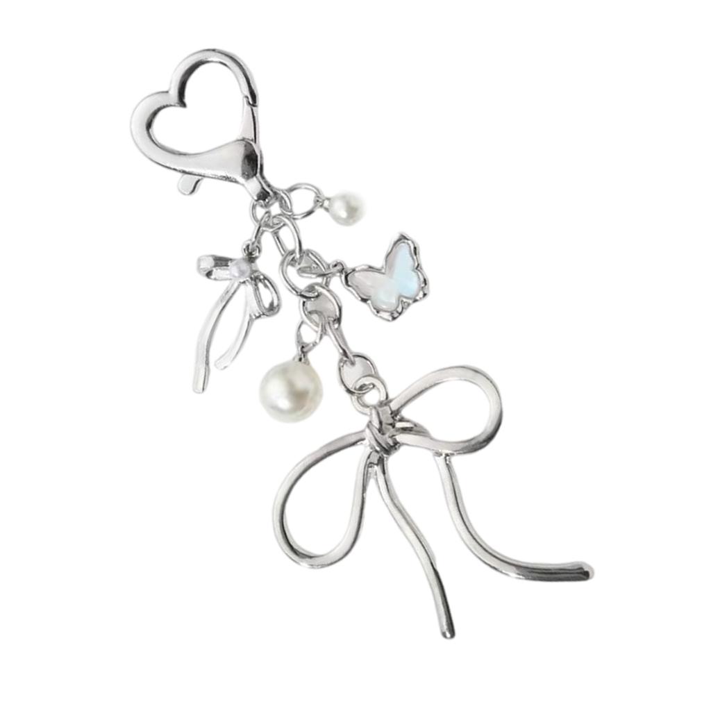 Lovely Bowknot Schoolbag Pendant Keychain Bowknot Chic Sweet Heart Cartoon Charm for Boys Girls Collectible Art