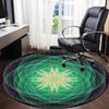 1pc Green Kaleidoscope Pattern Chair Carpet for Office, Round Polyester Mat, Indoor Decor for Office, Easycare Fabric, Washable Non-slip Area Carpet