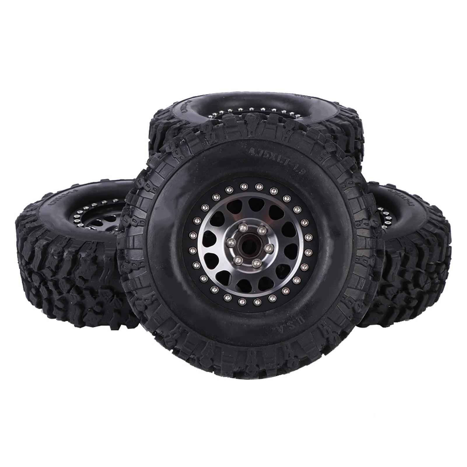 

4pcs RC Universal Crawler Rubber Tire Metal Wheel Hub RC Car Accessory Couleur titane