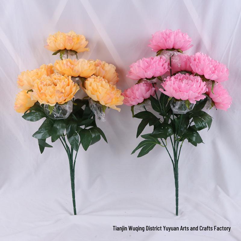 Qingming Festival Peony & Chrysanthemum Grave Decorations - Artificial Flower Ornaments for Tomb Sweeping