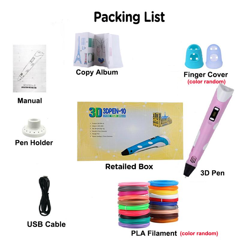 3D-Druckstift für Kinder mit 40 Farben 1,75 mm PLA-Filament Kreatives DIY-Zeichenwerkzeug Geburtstagsgeschenk für Jungen und Mädchen