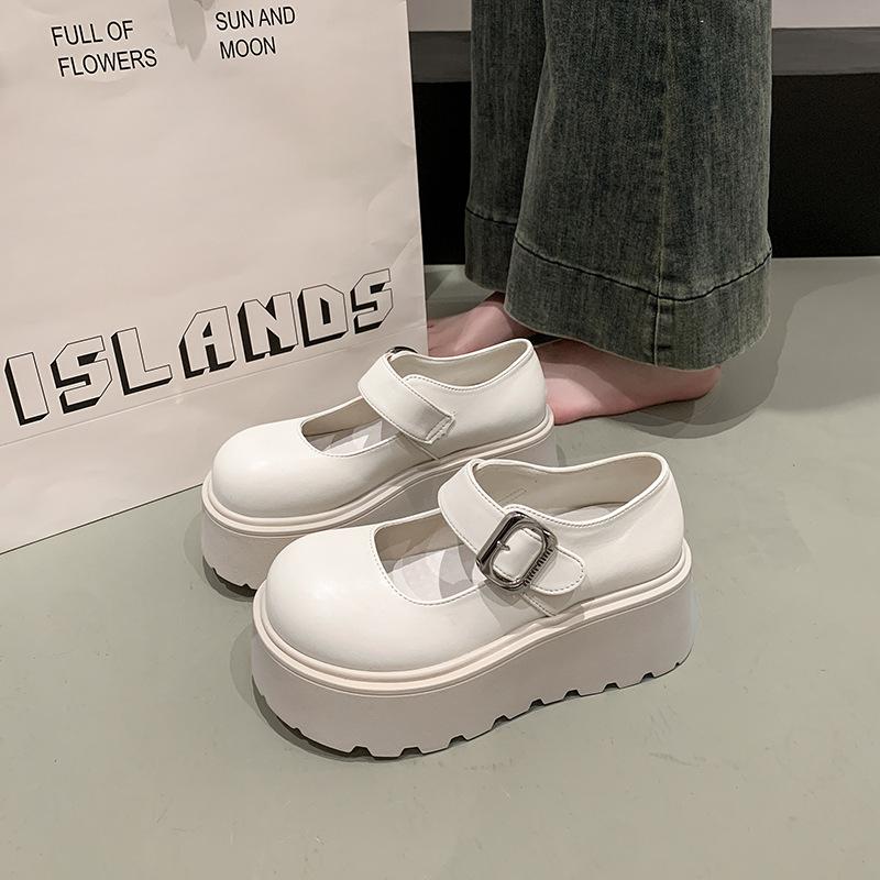 

Туфли на платформе French Muffin из кожи женские, осенне-зимние, в британском стиле, 2025, новые универсальные лоферы Mary Jane 35