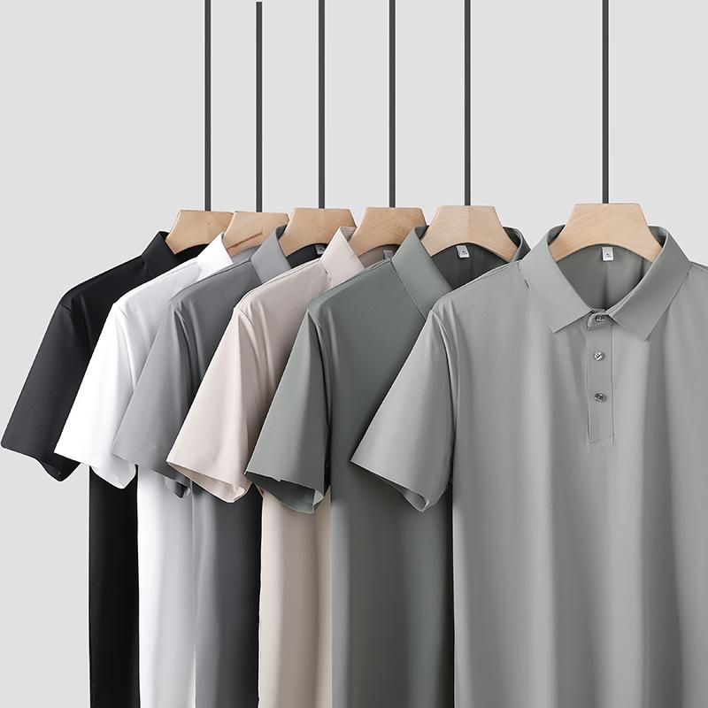 Men's Business Lapel POLO Shirt Men's Ice Silk Quick-drying Short-sleeved Men's Thin Breathable Casual Half-sleeve