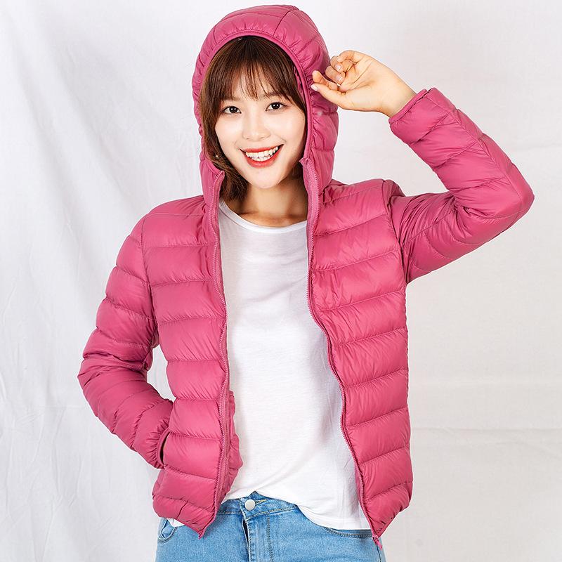 New Light and Thin Down Jacket Women's Short Hooded Stand-up Collar Light and Slim Outdoor Thin Large Size Women's Jacket