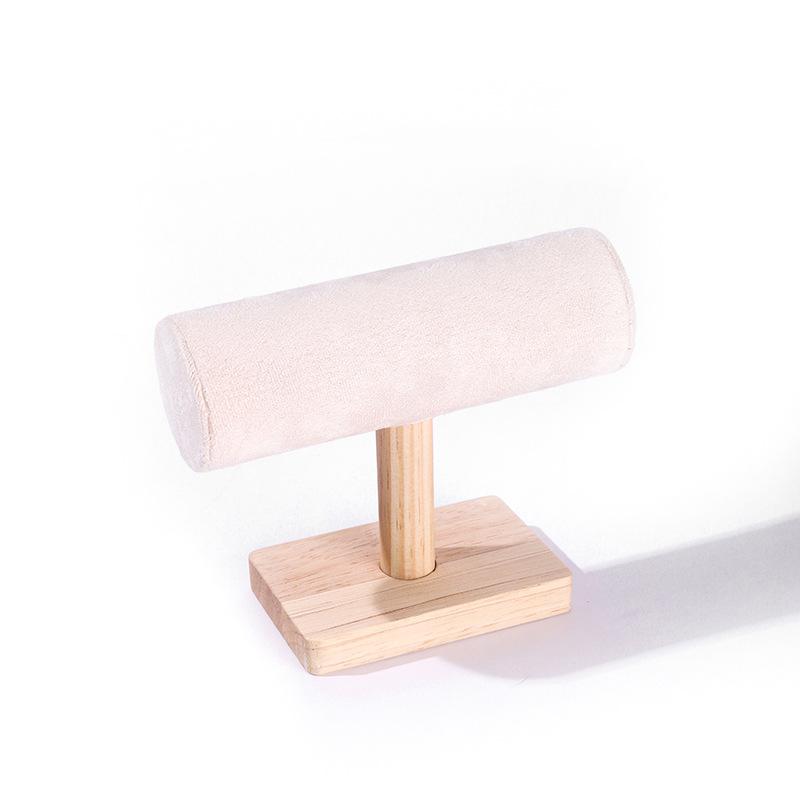

Fashion Velvet Bracelet Storage Rack Wooden T-shape Watches Bangle Necklace Holder Jewelry Display Stand Counter Showcase Props бежевий