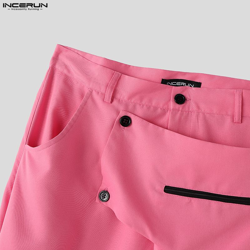 INCERUN Herren Reißverschluss Taille Taschen Unregelmäßige Patchwork Lässige Lange Hosen