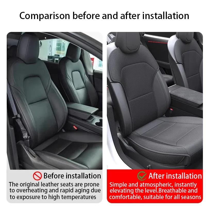 Per Nuova Tesla ModelY Juniper 2025 Cuscino Sedile in PU Perforato Traspirante Universale Divisibile Protezione Sedile Auto Accessori Interni