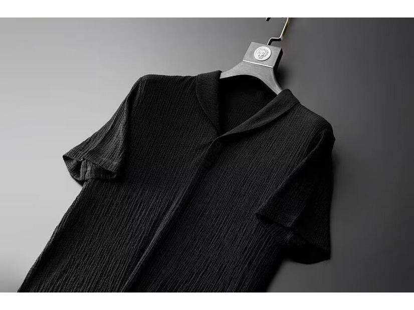 2024 Men's Fashion Summer Casual Suit: Thin, Light Luxury Sports Suit with Short-Sleeved Top and Trendy Trousers