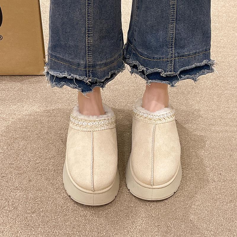 2025 autumn and winter new large size European and American thick-soled snow boots heightened and velvet warm outer wear women