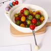 Frugtskål med 6 Farverige Frugtgafler Stor Kapacitet Spiralbundsskål med Hul til Opbevaring af Gafler til Snacks og Fester