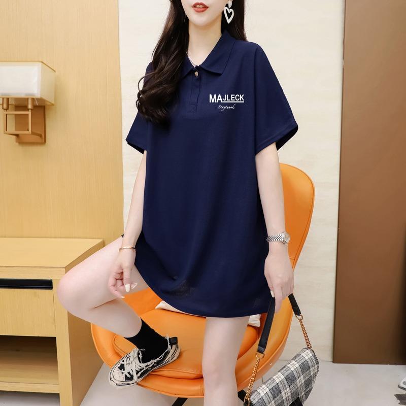 Plus Size Women's Polo Lapel Short Sleeved Loose Shoulder Top