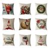 Santa Claus Pillow Case Snowman Color Ball Christmas Wreath Linen Pillow