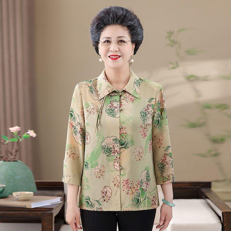New Summer Shirts for Middle-aged and Elderly People Three-quarter Sleeve Summer Cardigan Shirts