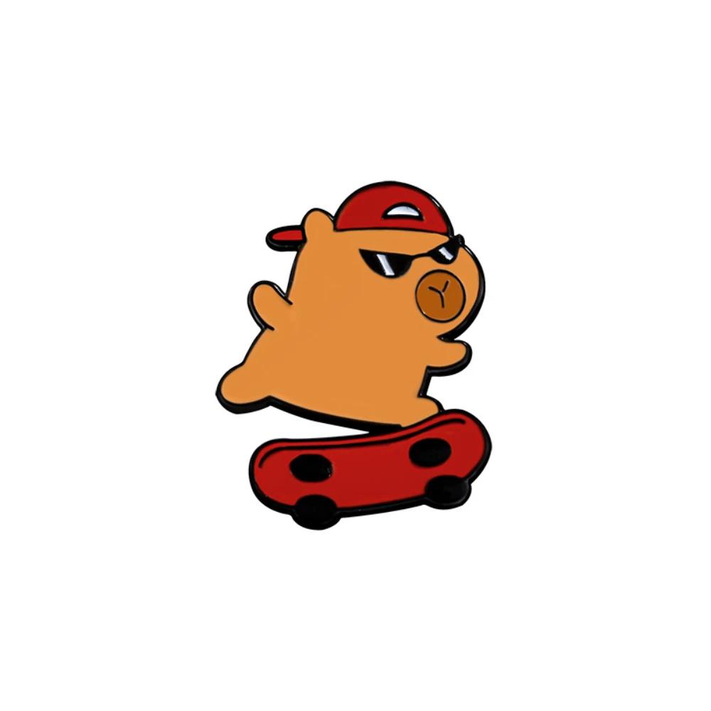 1pc Cute Cartoon Capybara Enamel Brooch Creative Unique Animal Design Funny Lapel Pin Badge Backpack Clothing Hat Accessories