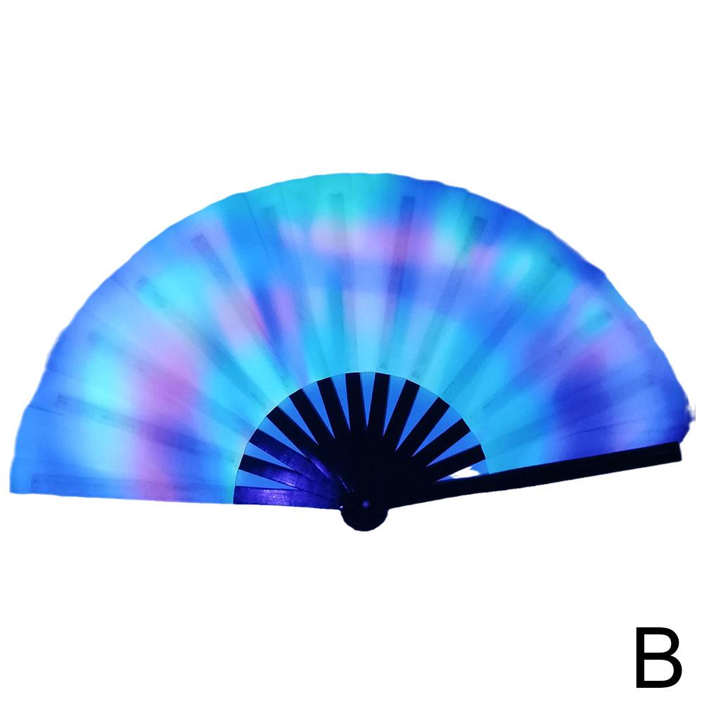 33cm Large Folding Hand Rave Fan Chinease/Japanese Music Colorful Fan Gradient Reflective Festival Dance Fan Fan Gifts Fold Q4C5