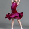 Girls' Latin Dance Velvet Competition Dress - 2025 New Style, Short-Sleeved Summer Design