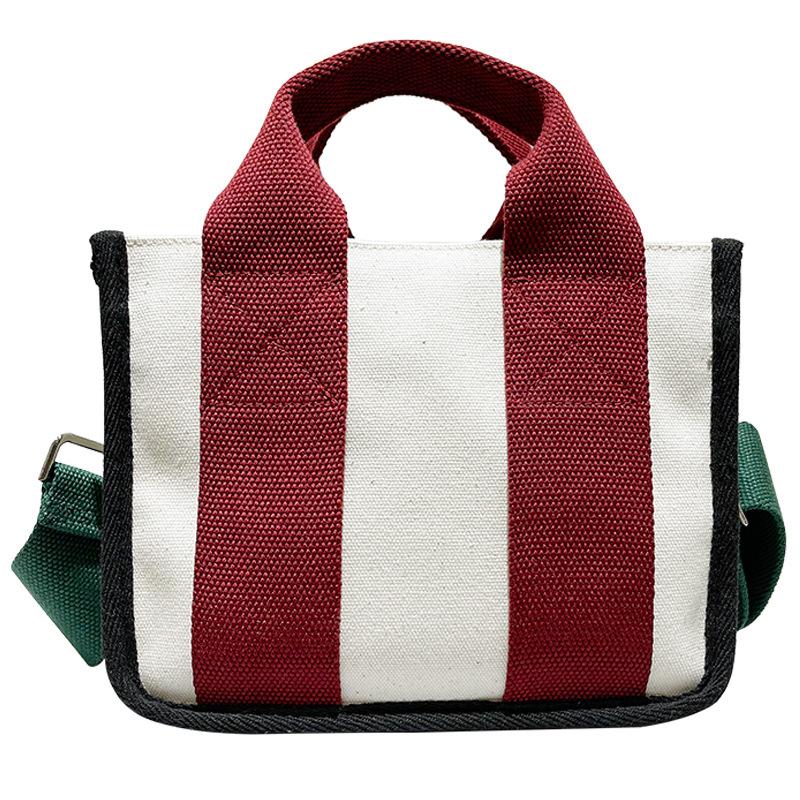 Canvas Bag Women's Fashion Contrasting Color Handbag Size Number Work Commuter Bag Korean Casual Messenger Bag Free Shipping