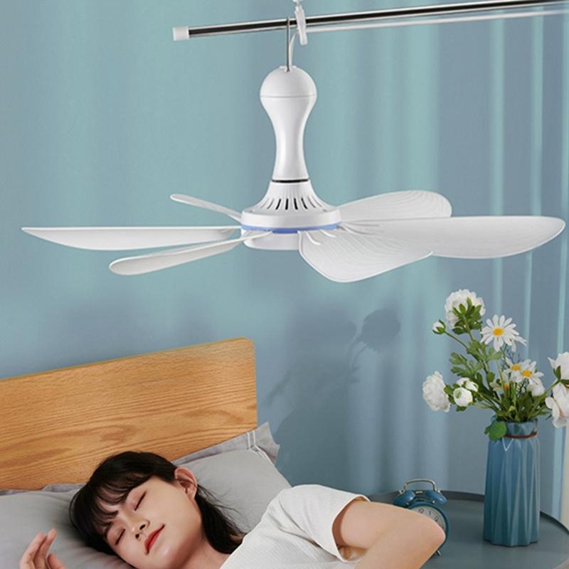 Foldable Mini USB Ceiling Fan with Remote Quiet Operation For Camping Travel Office Dormitory