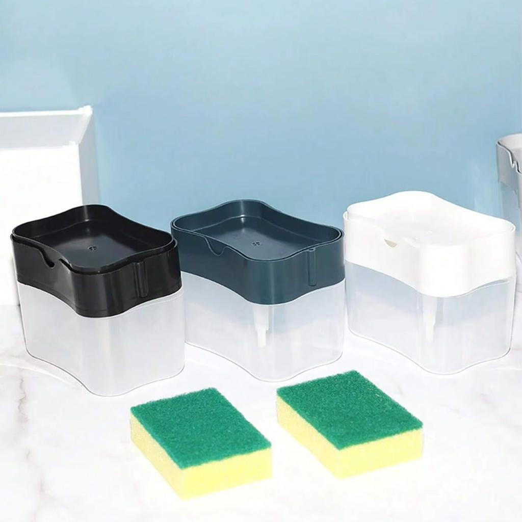 Automatic Dish Soap Dispenser Detergent Press Type Liquid Delivery Box for Cloth Dishwashing Kitchen Cleaning Tool with Sponge