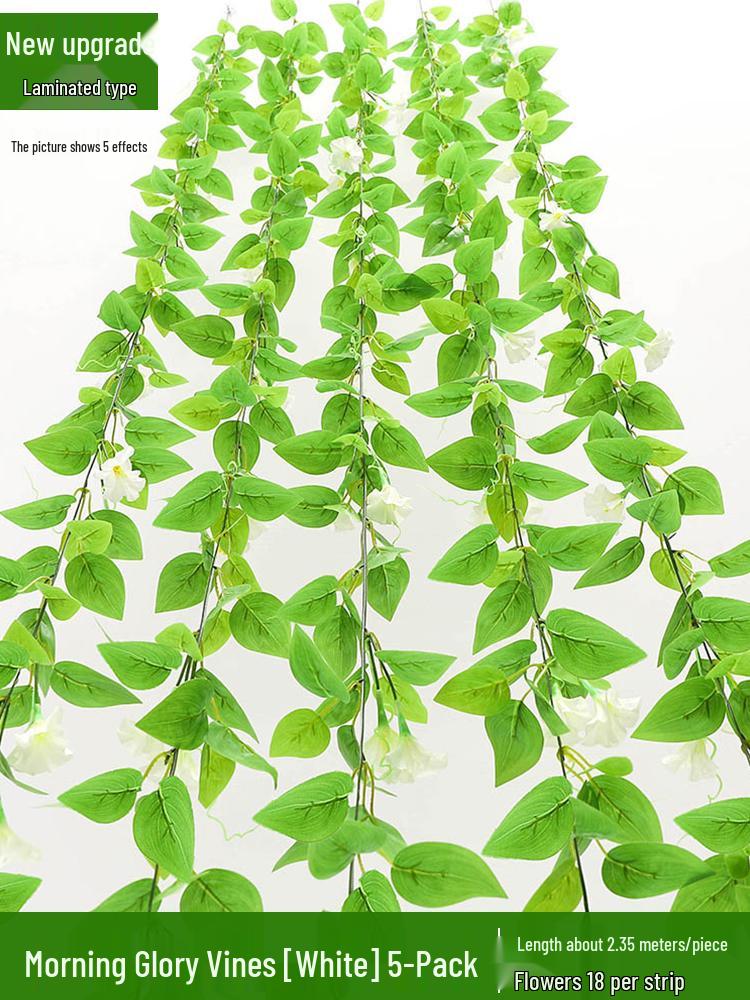 Artificial Rattan Morning Glory and Green Ivy Leaf Vine for Decoration