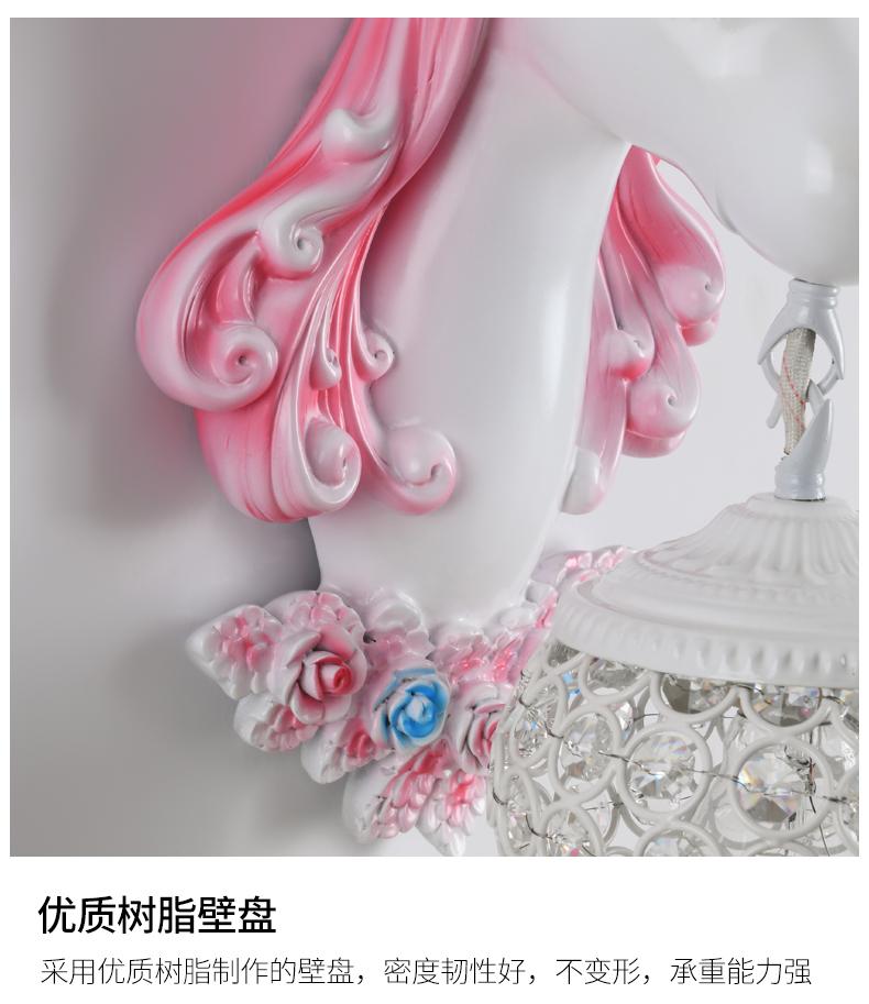 Nordic Unicorn Lamp Resin Wall Lamp Crystal Bracket Sconce for Children Home Interior Lighting Girl Bedroom Bedside Living Room