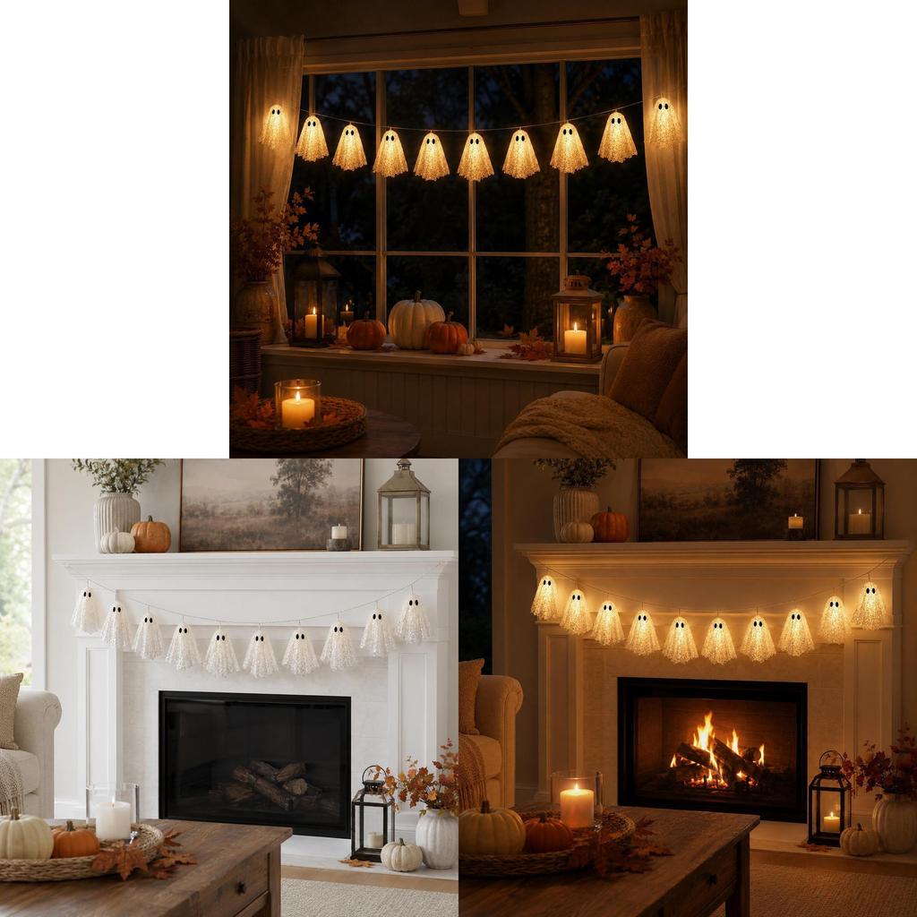 Ghost Garland Led Lighted Lace For Halloween Party Decor And Gift Giving