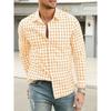 Men Casual 3d Digital Print Plaid Turn Down Collar Long Sleeve Breathable Shirt