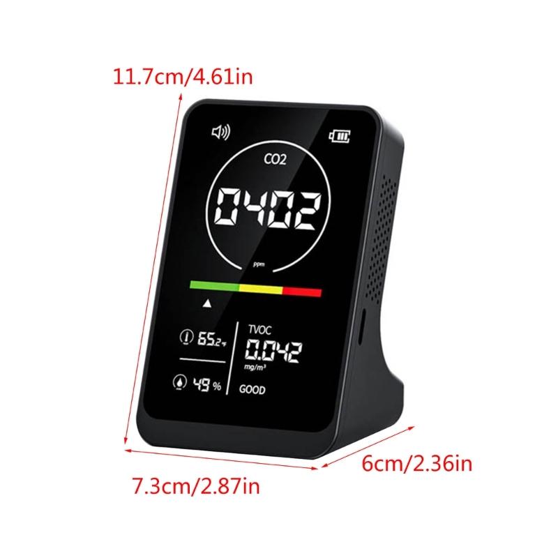 Air Quality Meter Tests CO2 Temperature Humidity TVOC Digital Display Carbon Dioxide Detector for Home Hotel Office