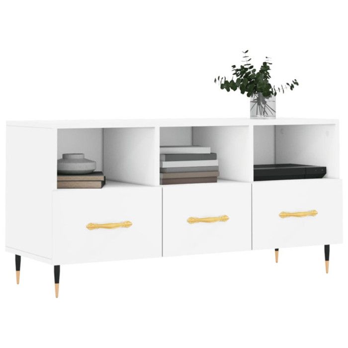 VidaXL Meuble TV blanc 102x36x50 cm bois d'ingénierie 829012
