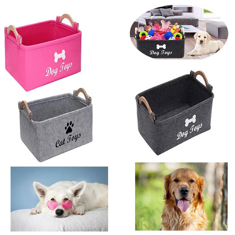 Aufbewahrungsbox aus Filz mit Holzgriff Großer quadratischer Aufbewahrungsbehälter für Haustierspielzeug