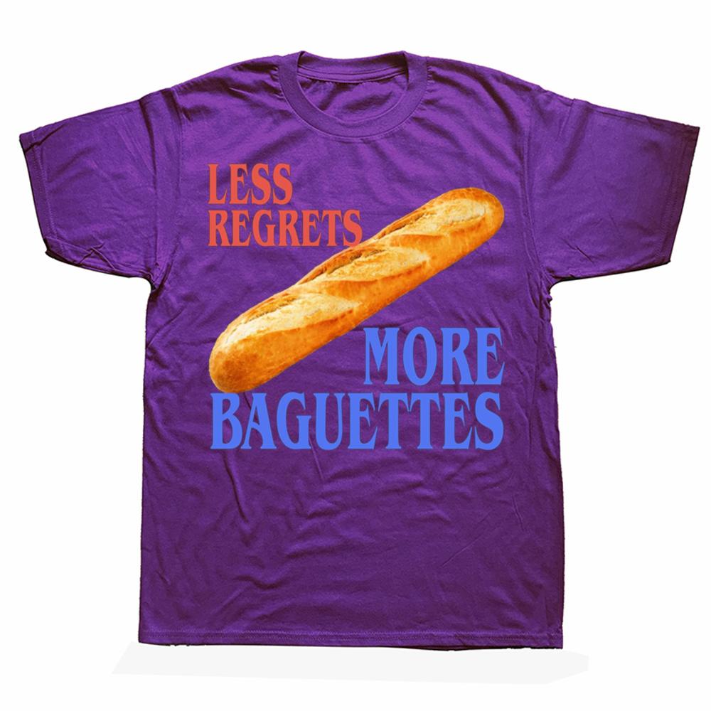 

Funny Less Regrets More Baguettes Baguette Blank T Shirts Birthday Gifts Mens Clothing Fashion Casual Loose Oversized T Shirt 4XL