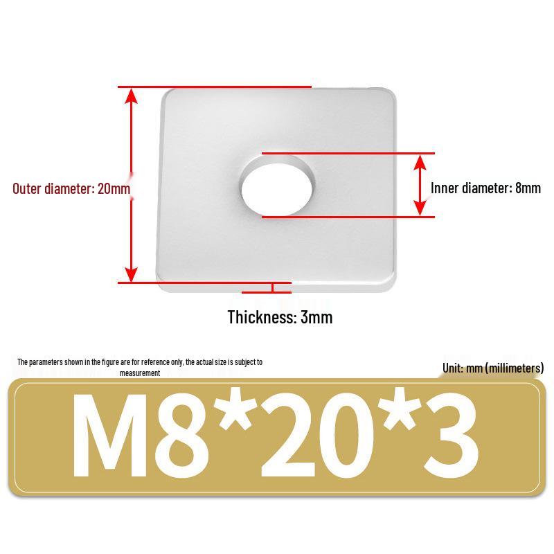 304 Stainless Steel Thickened Square Flat Washers M4-M24