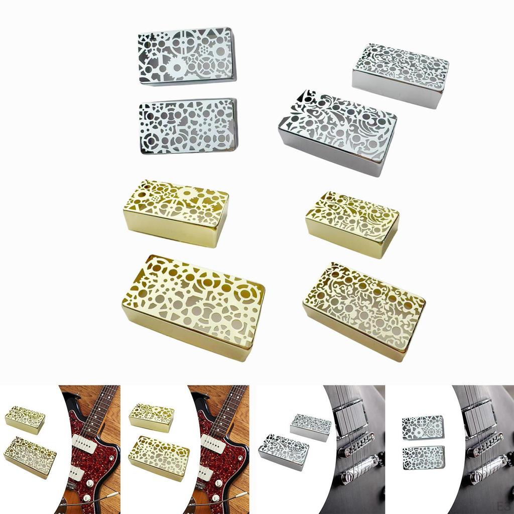 2 Guitar Pickup Covers, DIY Instrument Parts, Engraved, 50mm/52mm Post Spacing, Self-Install