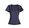 U-neck ant waist short-sleeved T-shirt women's summer new American Spice Girl style solid color slim-fitting bottoming top