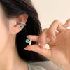 Shiny Blue Zircon Adjustable Non Piercing C Shape Rhinestone Clip Earrings For Women Daily Party Banquet