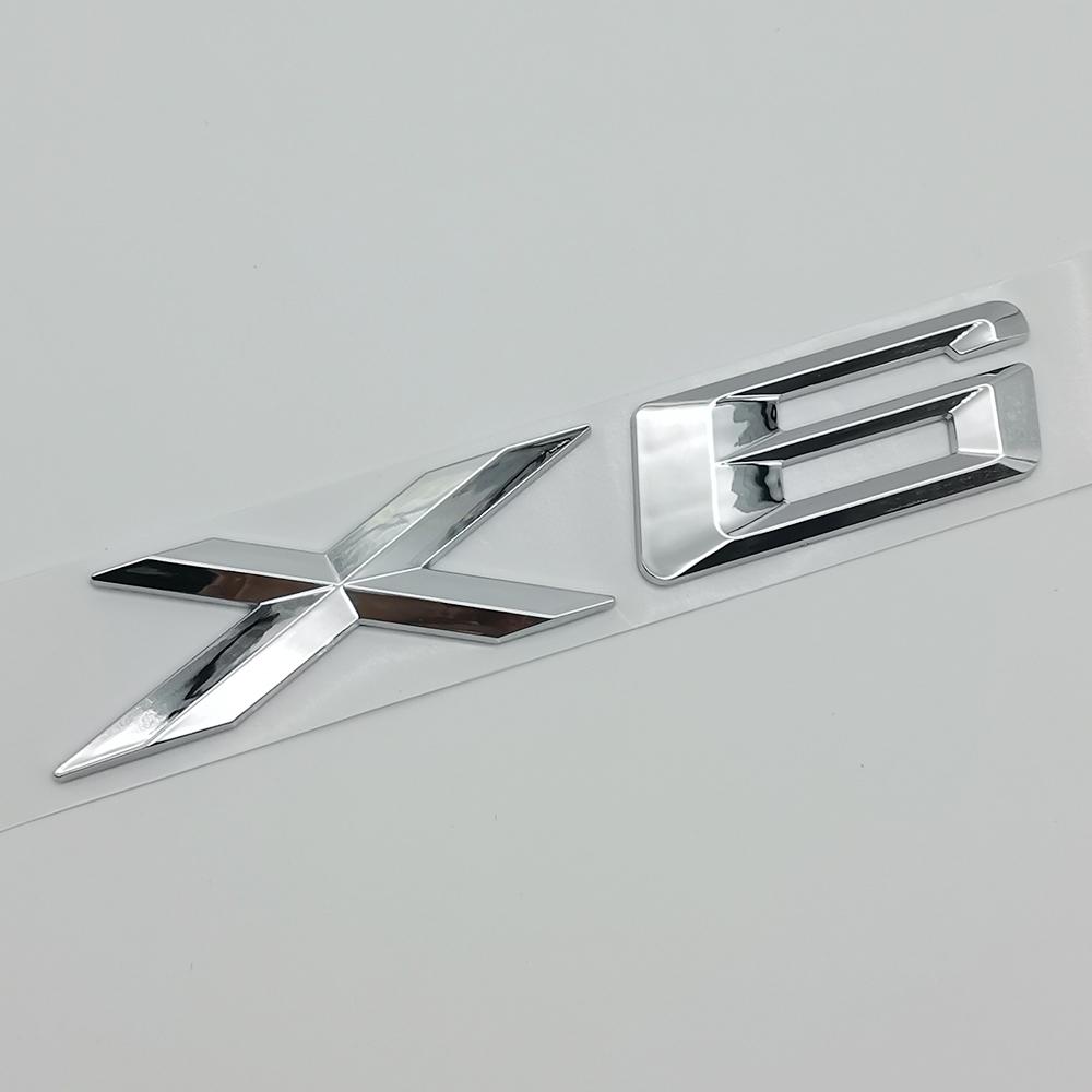 3D ABS Chrome Black Logo X6 Nameplate Sticker Rear Trunk Emblem Badge Decals For BMW E70 E71 G06 F16 F86 M50d Car Accessories GX6