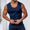 Men Sleeveless Fitness Tank Top Solid Knit Workout T-shirt Sport Running Training Gym Bodybuilding Summer Tee