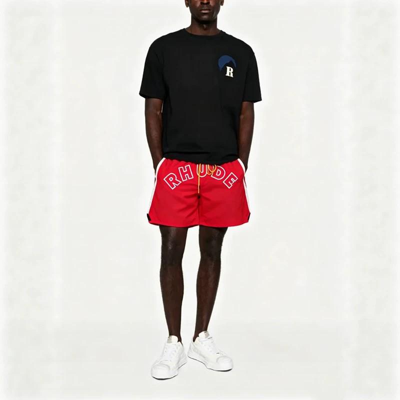 Pantaloni scurți casual sport cu litere brodate stil RHUDE Unisex Streetwear Short de plajă