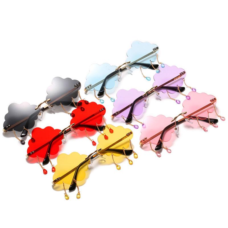 Vintage Clouds Tassel Ladies Sunglasses Steampunk Rimless UV400 Women's Fashion Shades