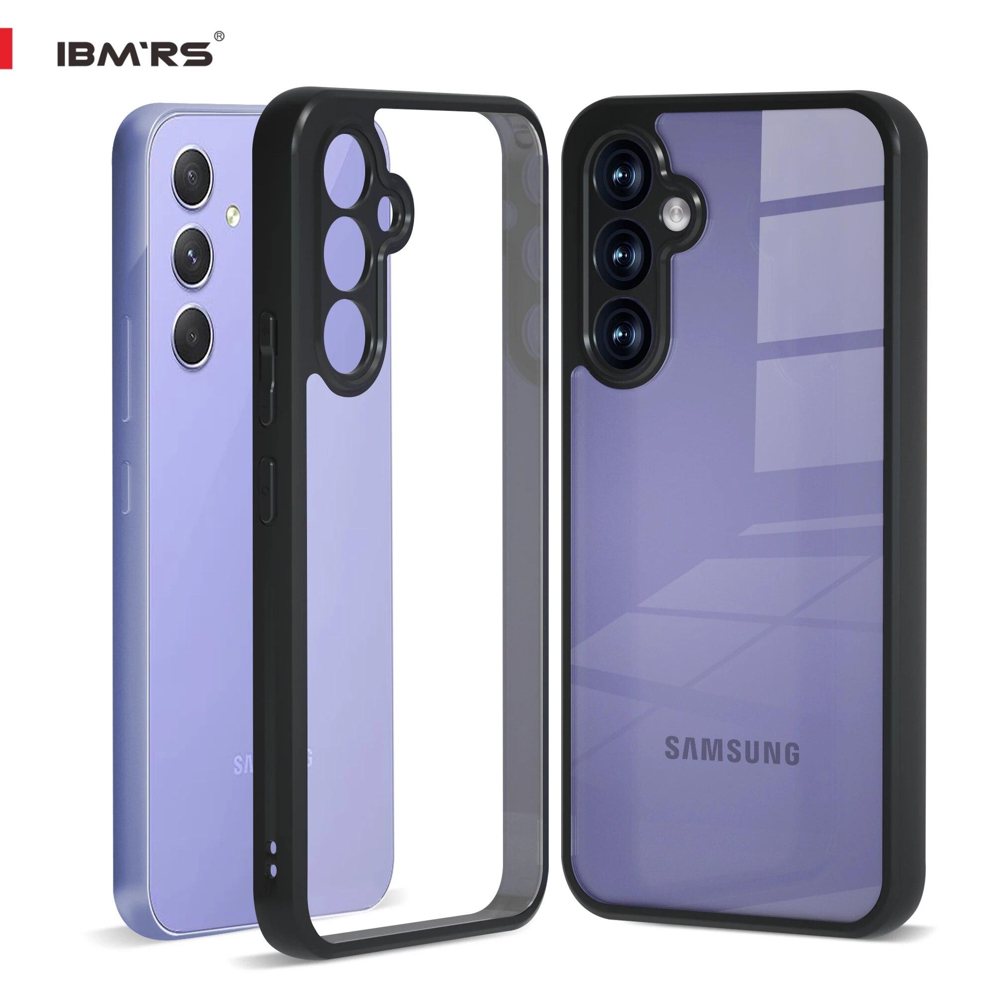 

(В комплекте ремешок на запястье)Чехол IBMRS для Samsung Galaxy A54, камуфляжный чехол с подушками безопасности, противоударный, защитный чехол для объектива, прозрачный чехол для телефона из поликарбоната и термопластика for Samsung Series(6.4 ) прозрачн