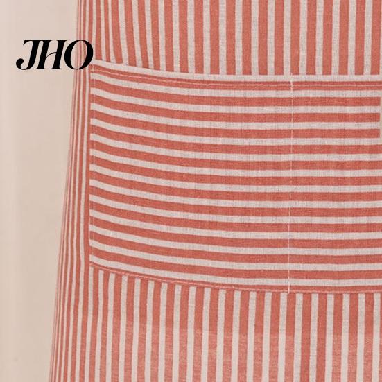 Waterproof Kitchen Apron Cotton Linen Striped with Pocket Breathable Oil-proof Pockets Adjustable Men Women Chef Cooking Baking Sleeveless Bib